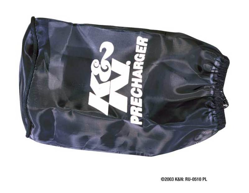K&N Round Straight - Black - 3.5in ID x 5in H - PreCharger Air Filter Wrap Blue