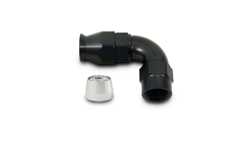 Vibrant Aluminum 90 Degree One Piece Hose End for PTFE Lined Hose (Size -10AN)