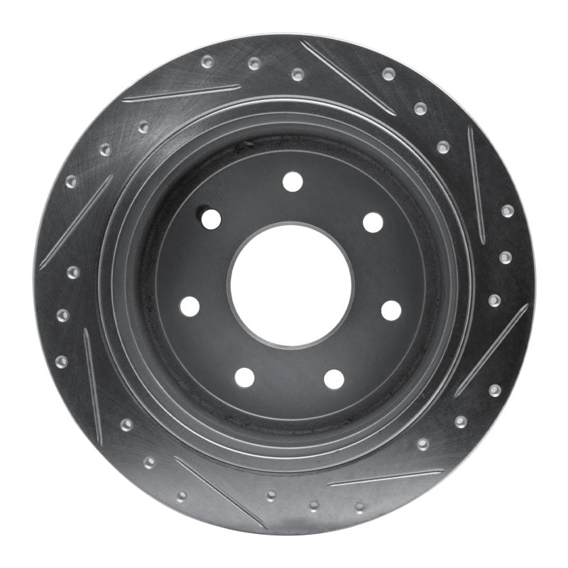 R1 97-04 Ford F-250 2WD (Excl Super Duty) Rear Left Drilled & Slotted Silver Brake Rotor