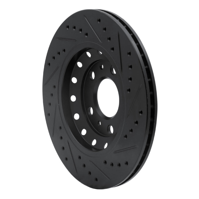 R1 04-10 Audi A8 Rear Left Drilled & Slotted Black Brake Rotor