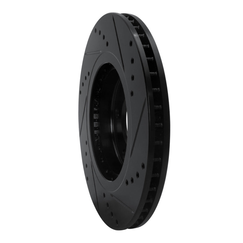 R1 07-15 Nissan Sentra Front Left Drilled & Slotted Black Brake Rotor