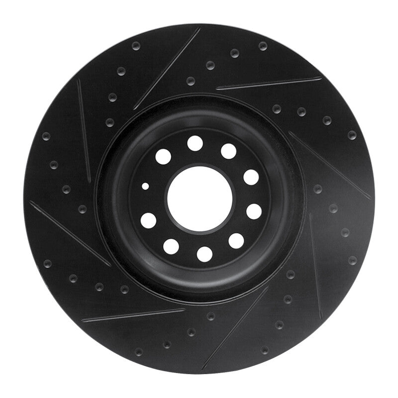 R1 2022+ Volkswagen GTI Mk 8 Front Right Drilled & Slotted Black Brake Rotor