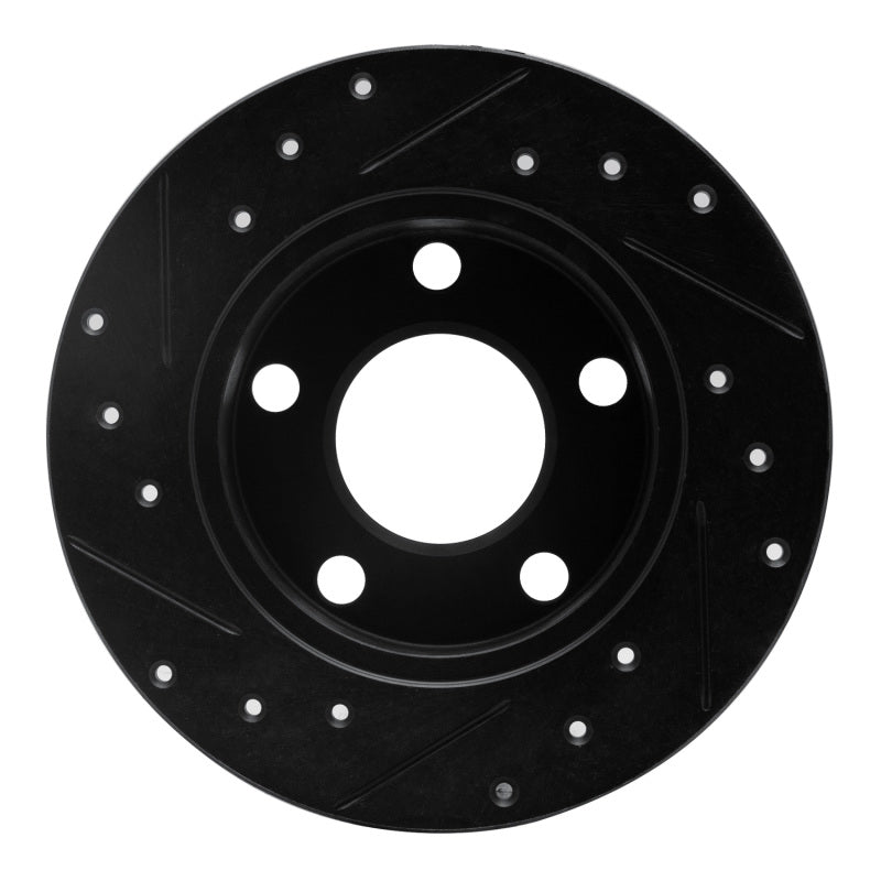 R1 98-01 Audi A6 Quattro Rear Right Drilled & Slotted Black Brake Rotor