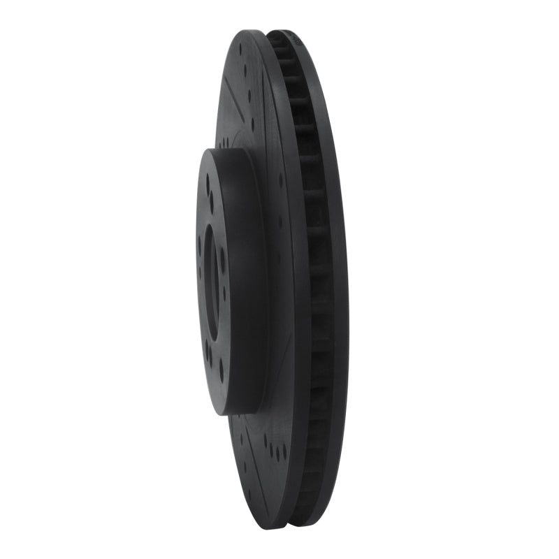 R1 04-11 Mitsubishi Endeavor Front Right Drilled & Slotted Black Brake Rotor
