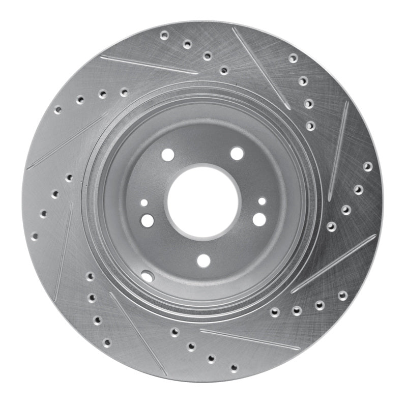 R1 18-23 Genesis G80 Rear Left Drilled & Slotted Silver Brake Rotor