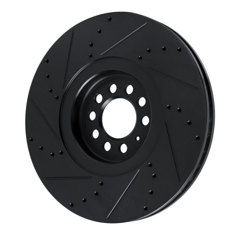 R1 04-06 Audi TT Quattro Right Front Drilled & Slotted Black Brake Rotor