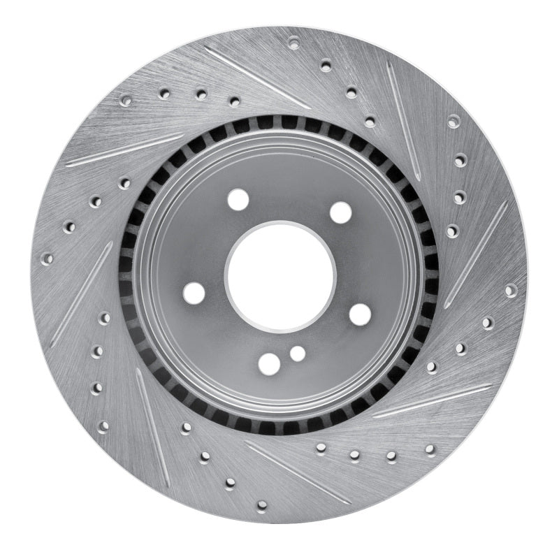 R1 98-09 Chrysler Crossfire Rear Left Drilled & Slotted Silver Brake Rotor
