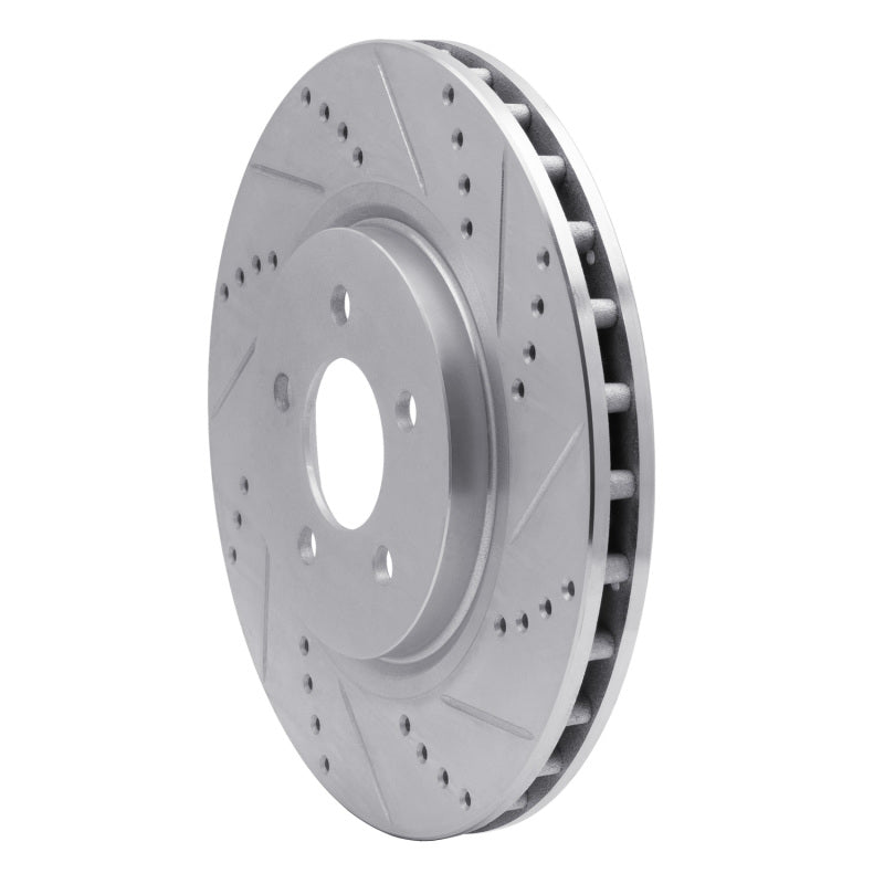 DFC 94-04 Ford Mustang Front Right Drilled & Slotted Silver Brake Rotor