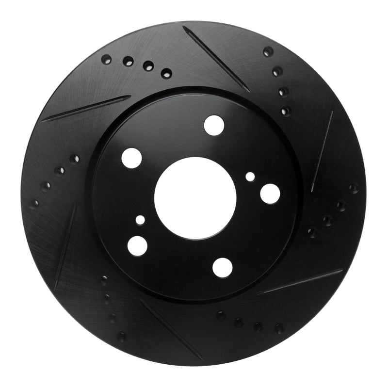 R1 06-18 Lexus HS250H Front Right Drilled & Slotted Black Brake Rotor