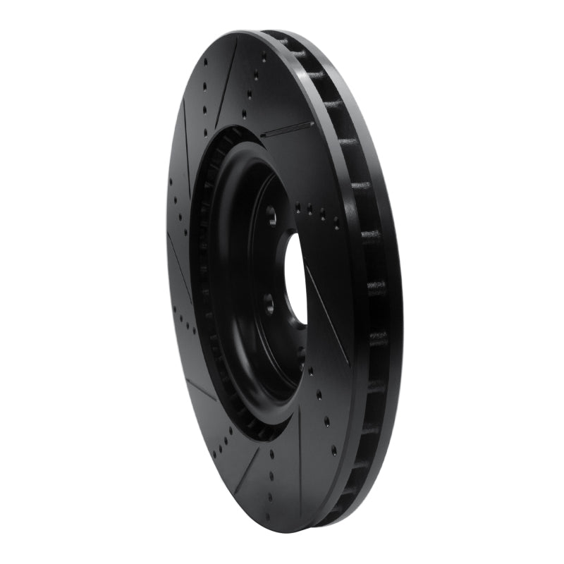R1 2012-2025 Dodge Durango Front Right Drilled & Slotted Black Brake Rotor