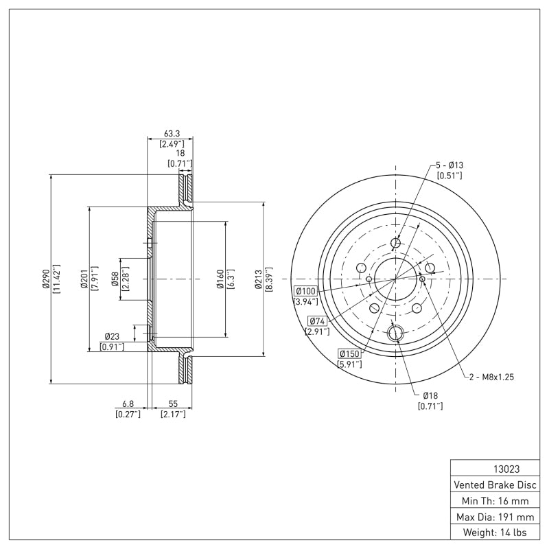 R1 10-25 Scion FR-S Rear Brake Rotor