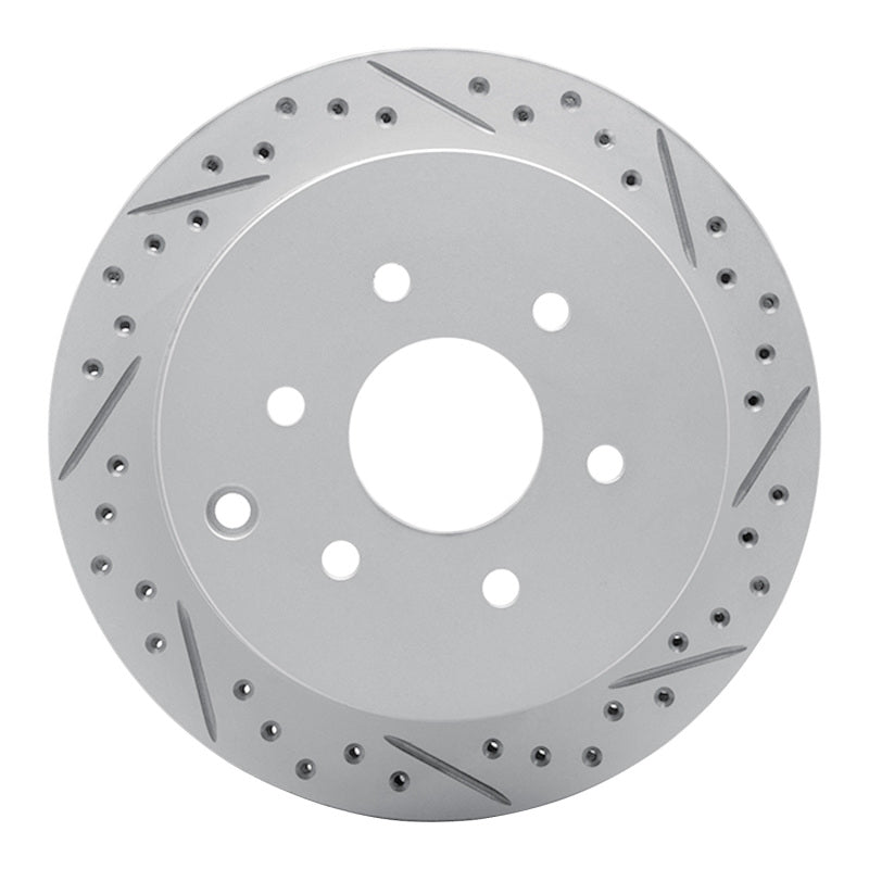 R1 05-25 Nissan Frontier Rear Right Drilled & Slotted Geo-Carbon Rotor