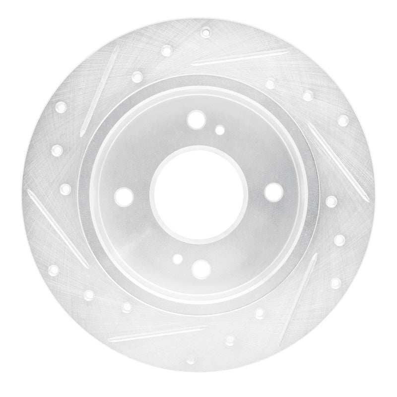 R1 89-98 Nissan 240SX Rear Right Drilled & Slotted Silver Brake Rotor