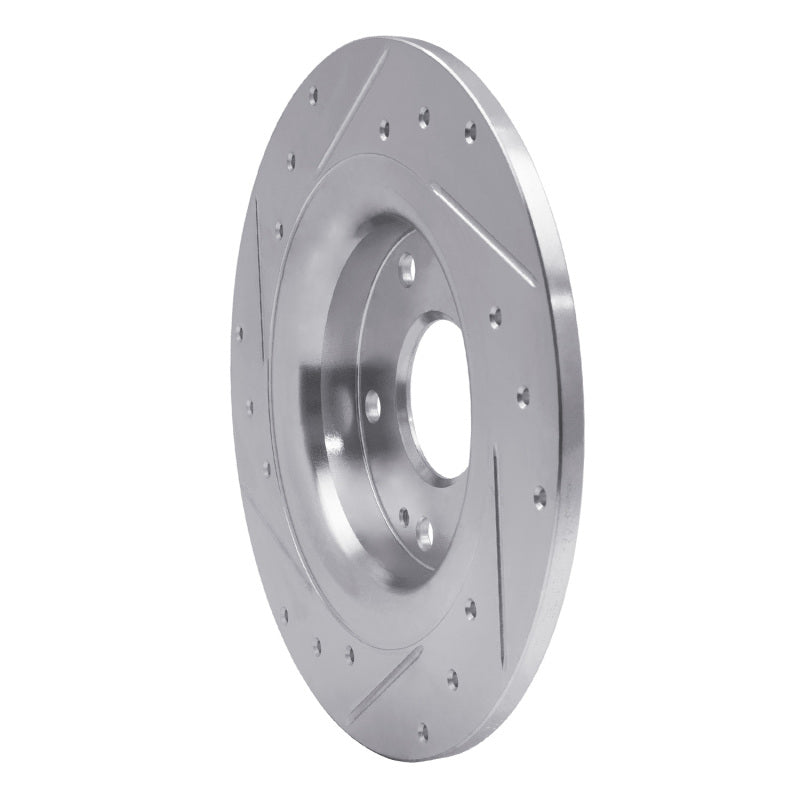 R1 17-20 Honda Civic Coupe Rear Right Drilled & Slotted Silver Brake Rotor