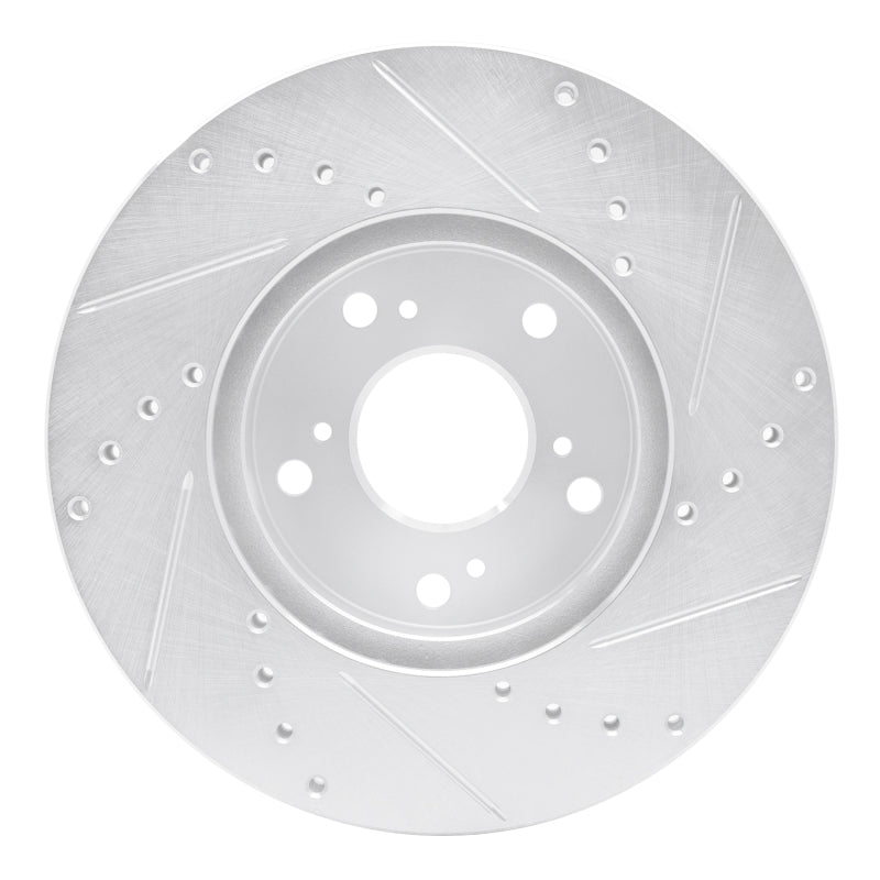 R1 98-22 Acura CSX Front Left Drilled & Slotted Silver Brake Rotor