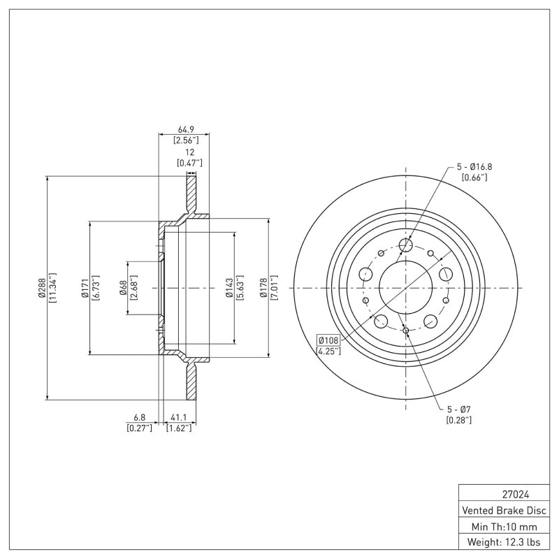 R1 99-09 Volvo S80 Rear Brake Rotor