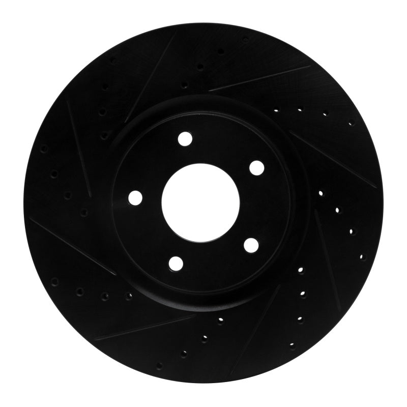 R1 07-17 Nissan Juke Front Left Drilled & Slotted Black Brake Rotor