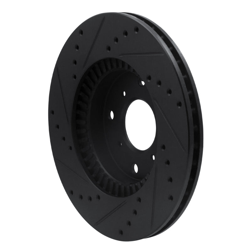 R1 92-96 Honda Prelude Front Right Drilled & Slotted Black Brake Rotor