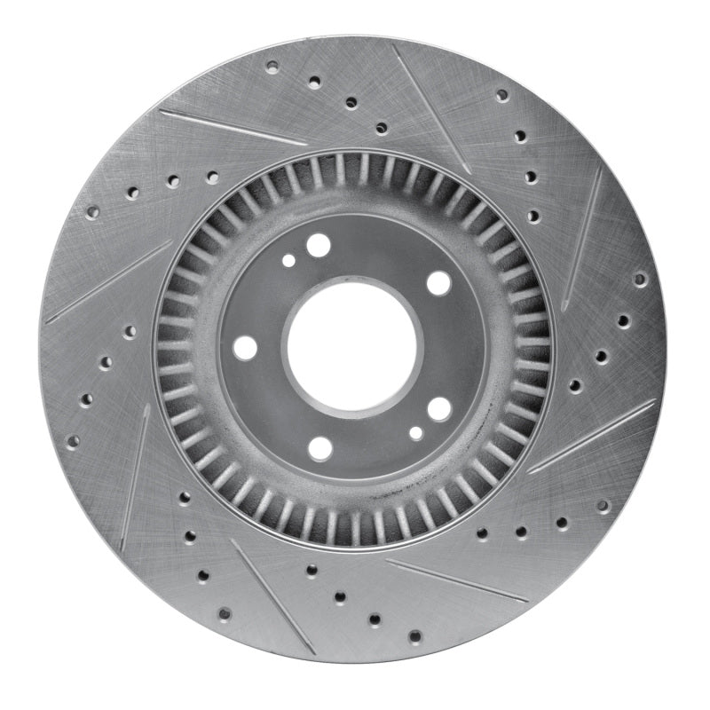 DFC 13-20 Hyundai Santa Fe Front Left Drilled & Slotted Silver Brake Rotor