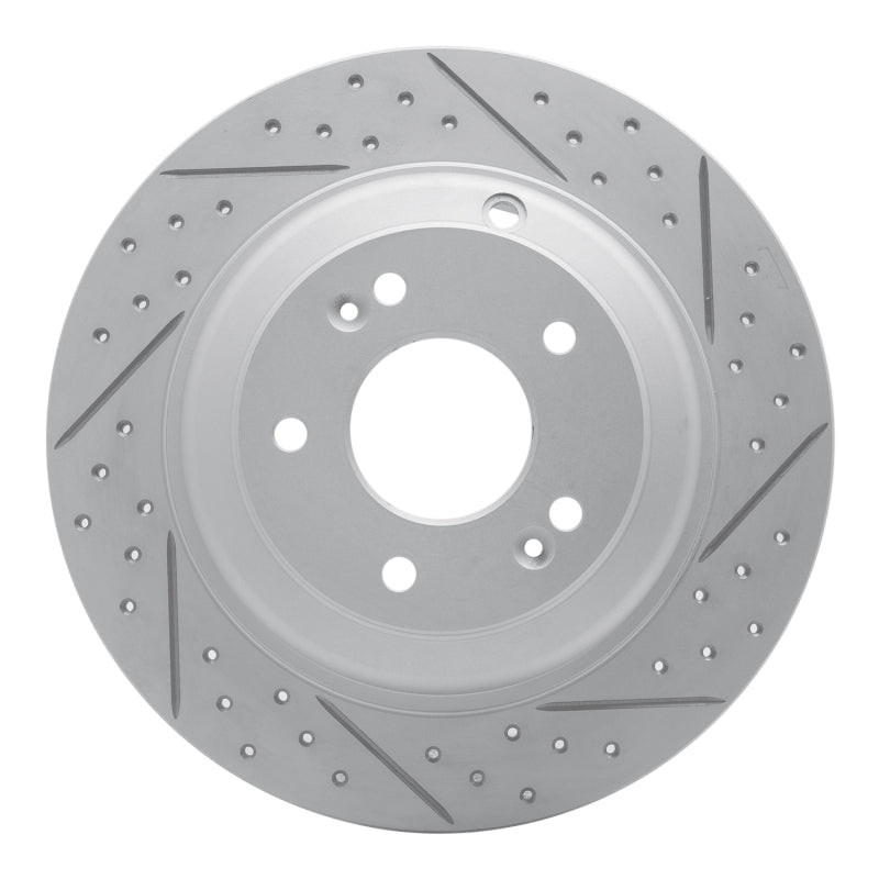 R1 10-16 Hyundai Genesis Coupe Rear Right Drilled & Slotted Geo-Carbon Rotor