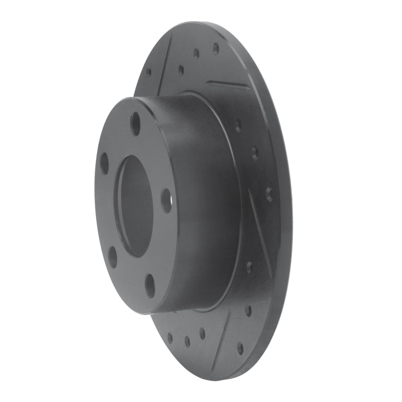 R1 98-01 Audi A6 Quattro Rear Left Drilled & Slotted Black Brake Rotor