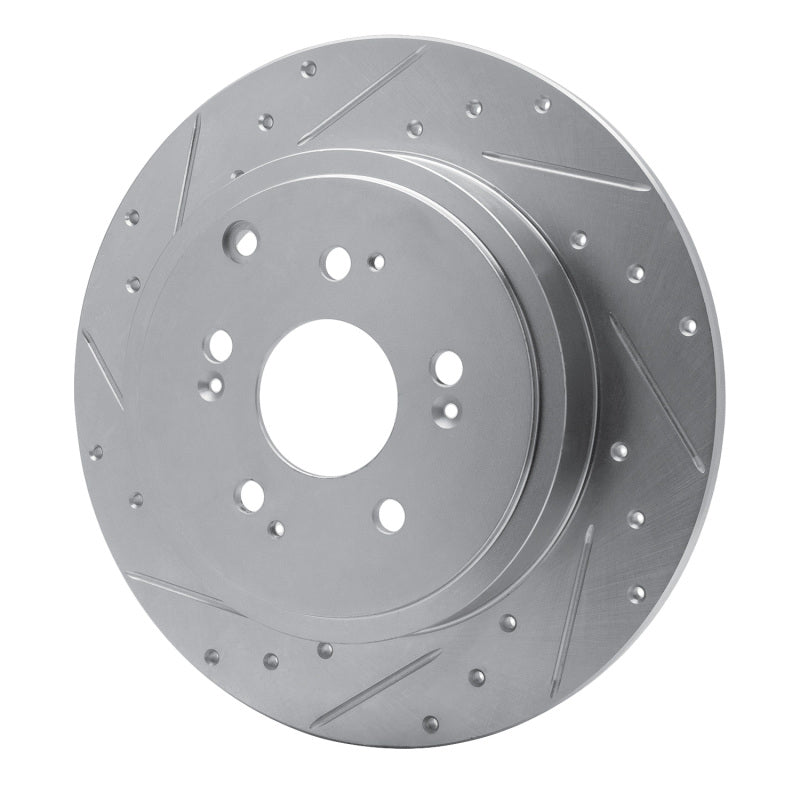 R1 06-14 Honda Ridgeline Rear Left Drilled & Slotted Silver Brake Rotor