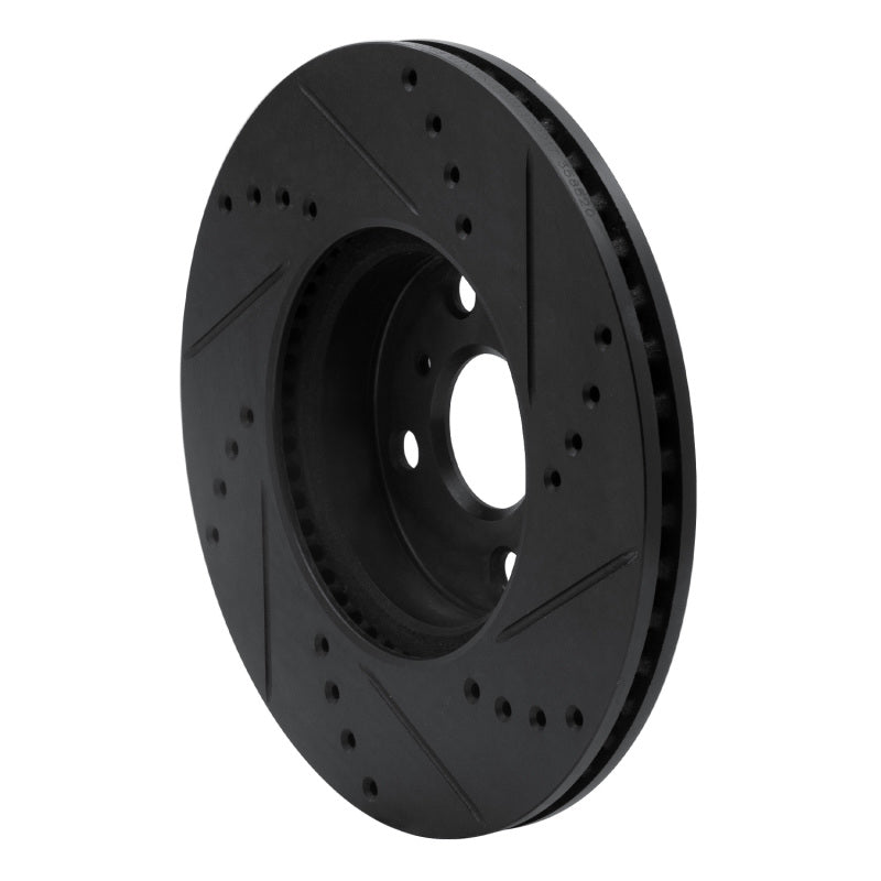 R1 12-18 Toyota Yaris (USA/Canada) Front Left Drilled & Slotted Black Brake Rotor