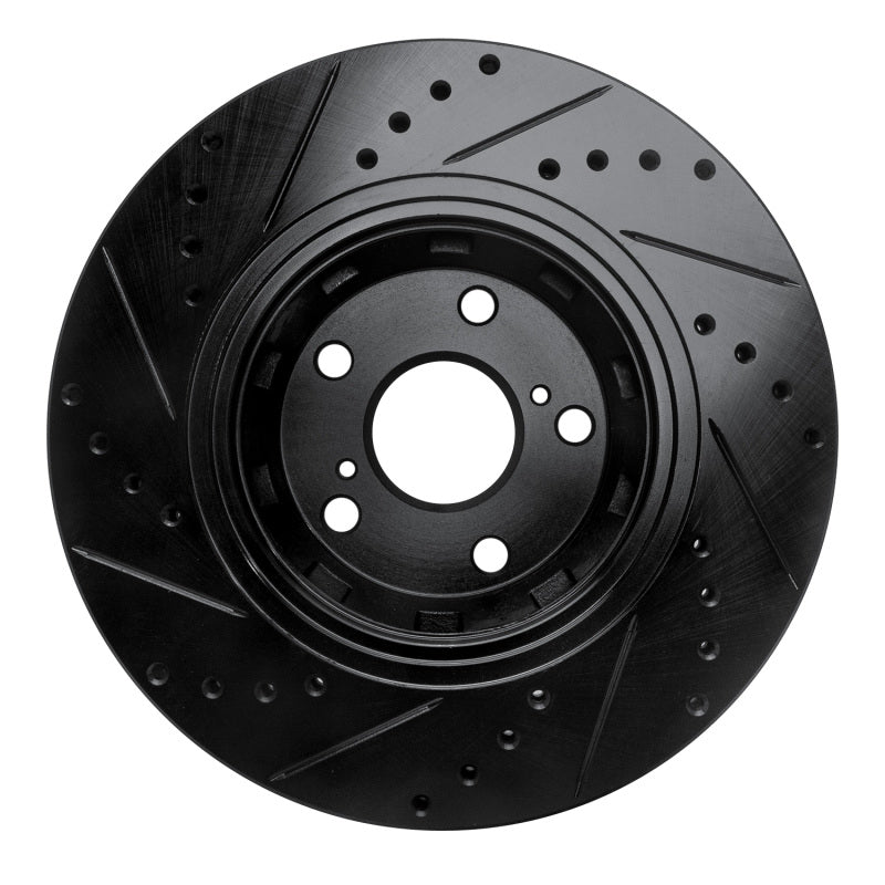 R1 09-15 Toyota Venza Front Right Drilled & Slotted Black Brake Rotor