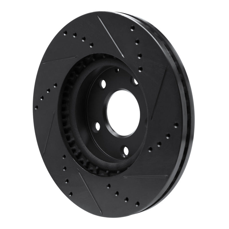 R1 13-19 Mazda 6 Front Left Drilled & Slotted Black Brake Rotor