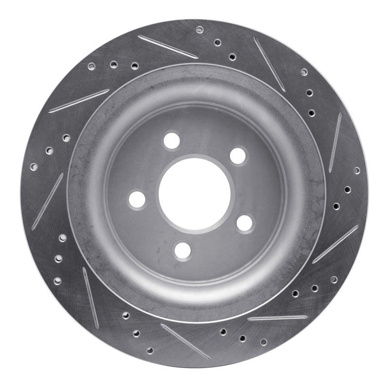 DFC 15-23 Ford Mustang Rear Left Drilled & Slotted Silver Brake Rotor