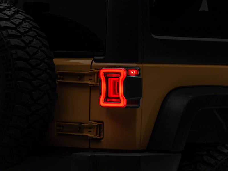 Raxiom 07-18 Jeep Wrangler JK Axial Series JL Style LED Tail Lights- Black Housing- Red Lens