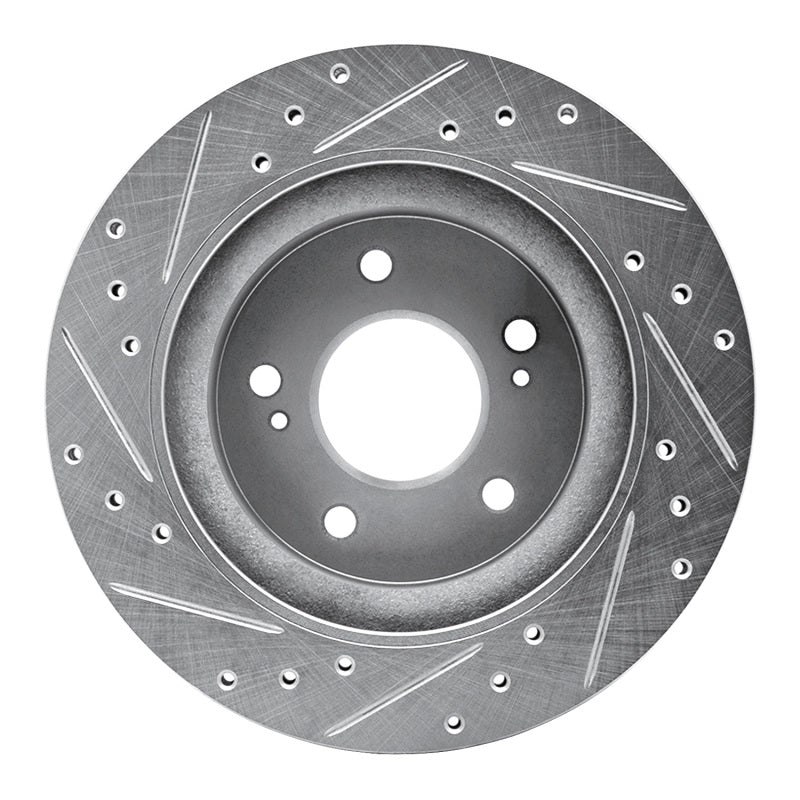 R1 87-89 Nissan 300ZX Rear Right Drilled & Slotted Silver Brake Rotor