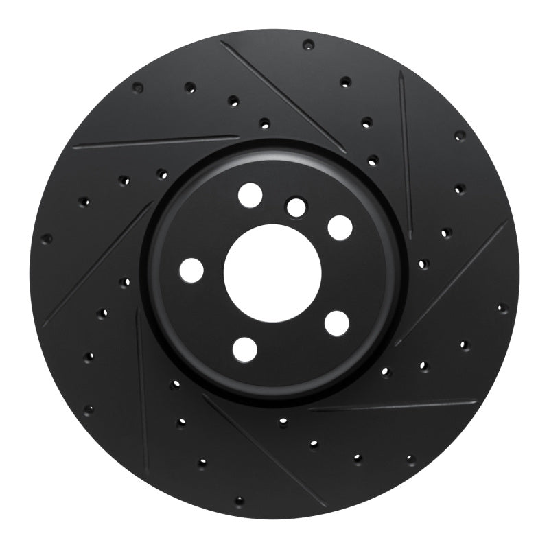 R1 16-25 BMW 330e Left Front Drilled & Slotted Black Brake Rotor