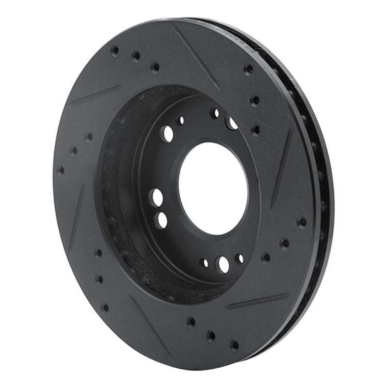 R1 90-05 Chrysler SEBRING Front Left Drilled & Slotted Black Brake Rotor