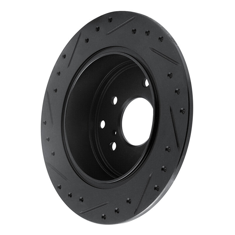 R1 90-96 Infiniti Q45 Rear Right Drilled & Slotted Black Brake Rotor