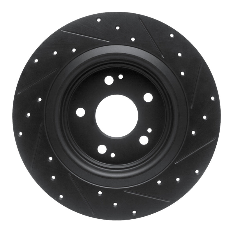 R1 17-20 Acura MDX Rear Left Drilled & Slotted Black Brake Rotor