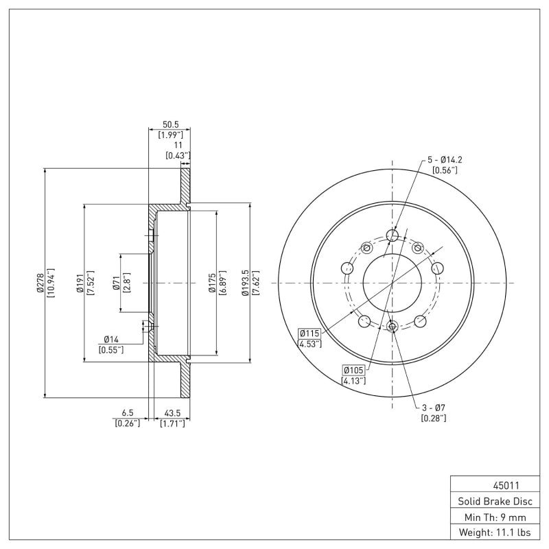 R1 2006-2010 Buick Allure Rear Brake Rotor