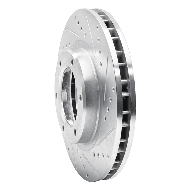 R1 93-97 Lexus LX450 Front Right Drilled & Slotted Silver Brake Rotor