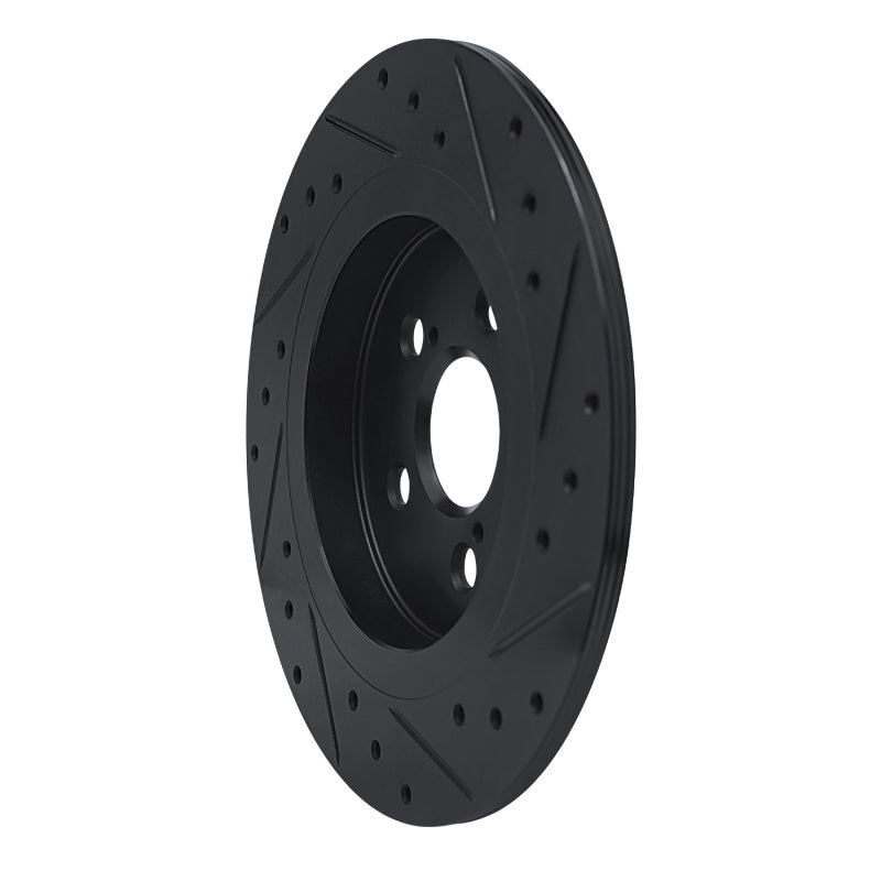 R1 11-17 Lexus CT200H Rear Left Drilled & Slotted Black Brake Rotor