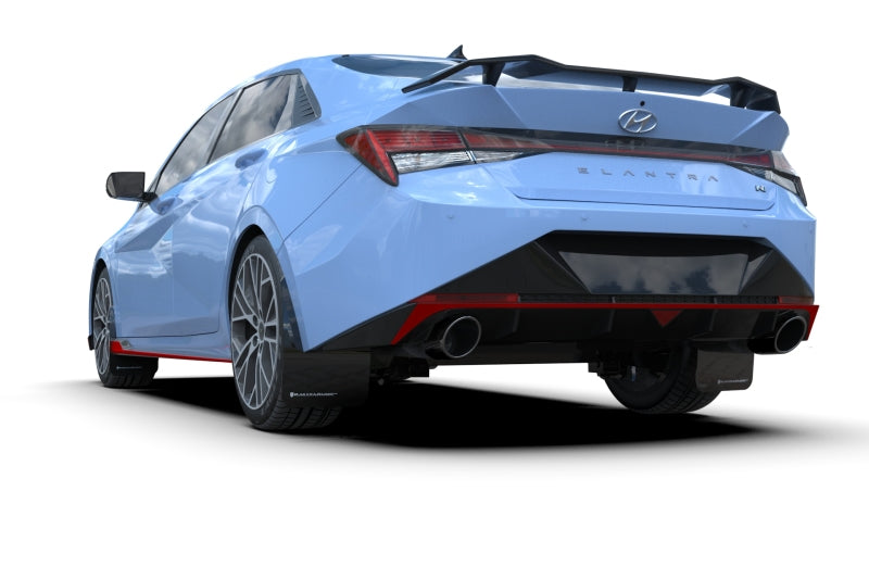 Rally Armor 22-23 Hyundai Elantra N & N Line Black UR Mud Flap w/Light Blue Logo