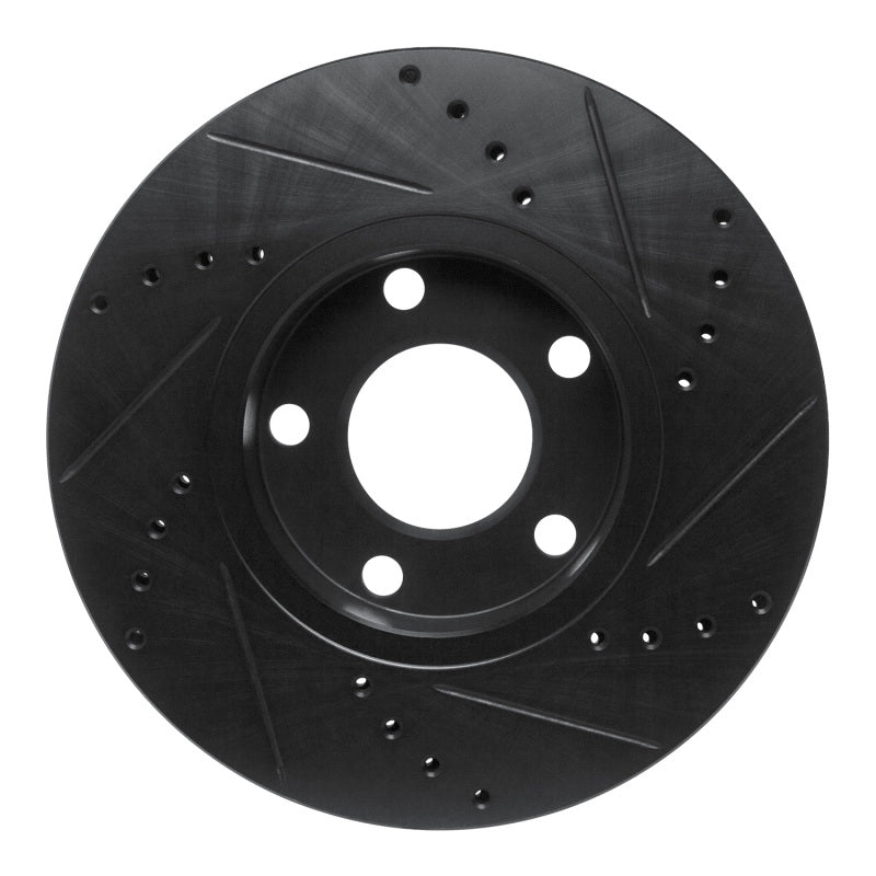 R1 85-91 Audi 200 Quattro Front Left Drilled & Slotted Black Brake Rotor