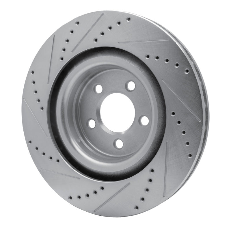 R1 05-23 Chrysler 300 Front Left Drilled & Slotted Silver Brake Rotor