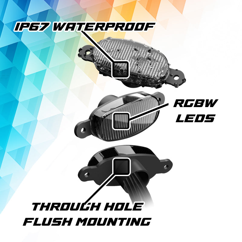 XK Glow XKmax Pre-Runner Style RGBW LED Grill Pods - 4pc