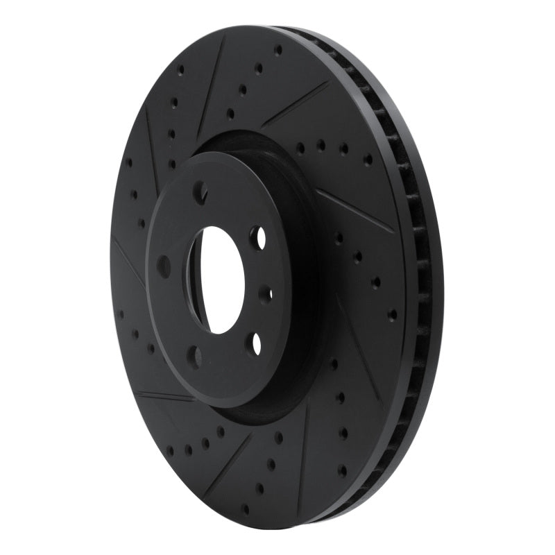 R1 2011-2017 Audi A4 Allroad Front Left Drilled & Slotted Black Brake Rotor