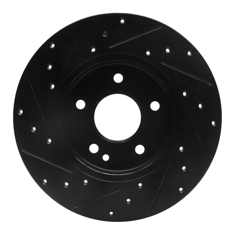 R1 97-98 Mercedes-Benz C230 Front Right Drilled & Slotted Black Brake Rotor