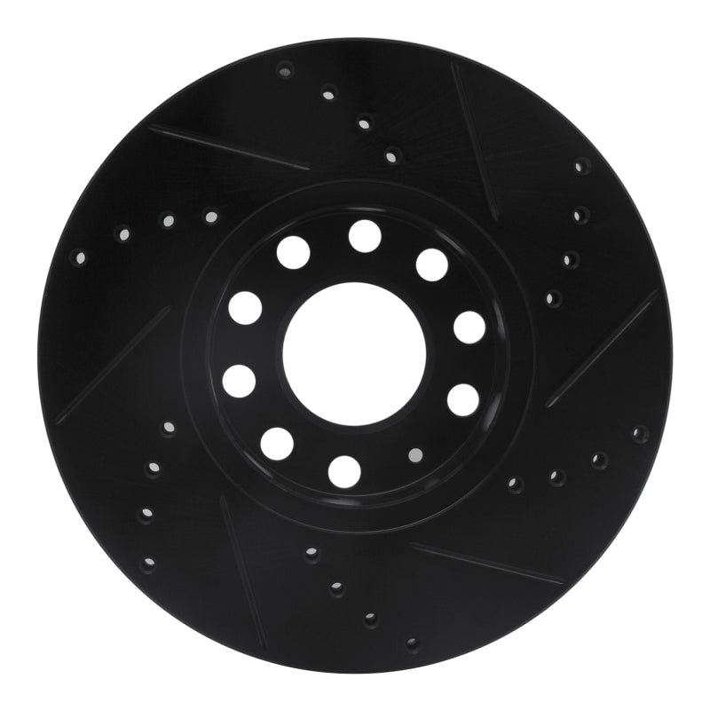 R1 92-08 Audi A4 (Mexico) Front Left Drilled & Slotted Black Brake Rotor
