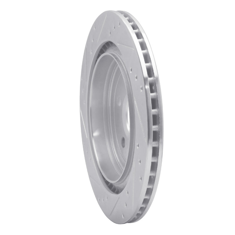 R1 08-14 Cadillac CTS Rear Right Drilled & Slotted Silver Brake Rotor