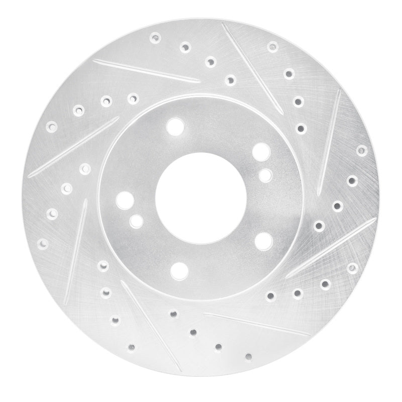 R1 89-96 Nissan 300ZX Front Right Drilled & Slotted Silver Brake Rotor