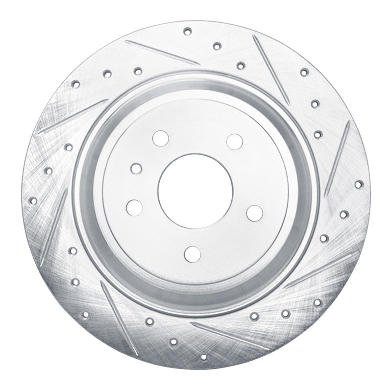 R1 13-20 Ford Fusion Rear Right Drilled & Slotted Silver Brake Rotor