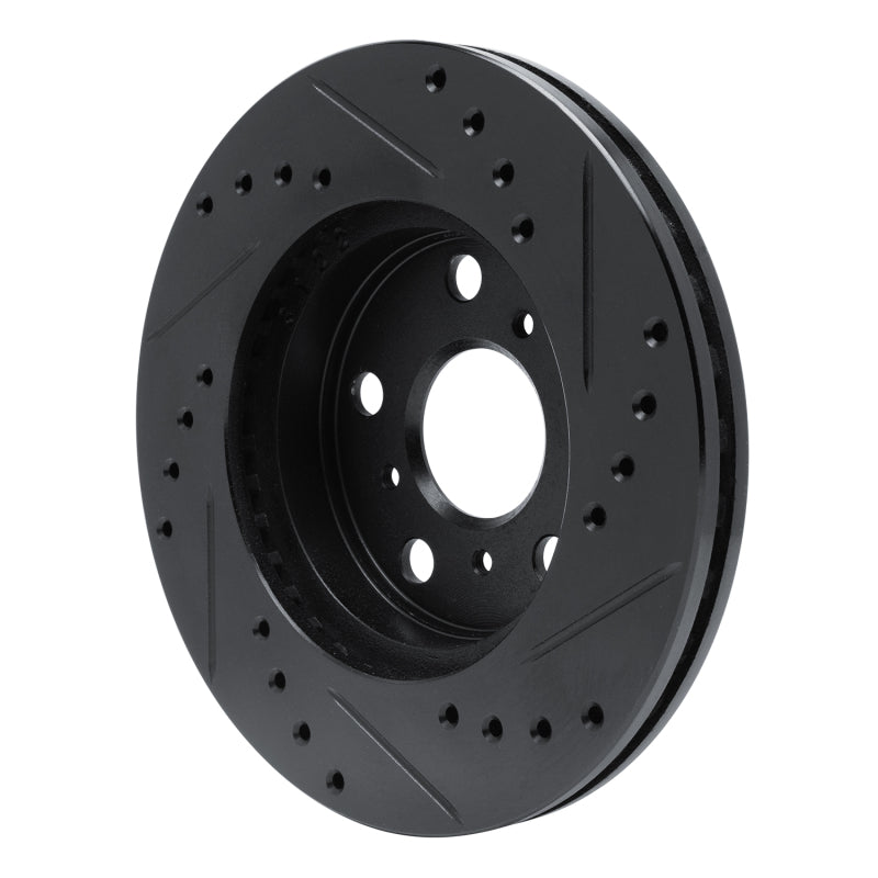 R1 83-86 Toyota Camry Front Left Drilled & Slotted Black Brake Rotor
